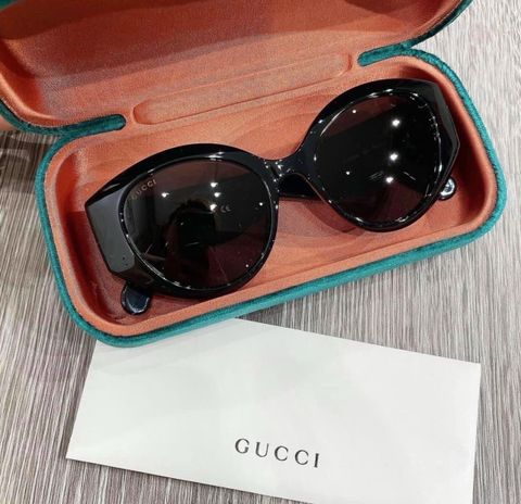 Kính nữ GUCCI* VIP 1:1 gọng vân hình học nẹp logo vàng đẹp sang