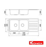 Chậu rửa bát Konox Artusi KS11650 1D