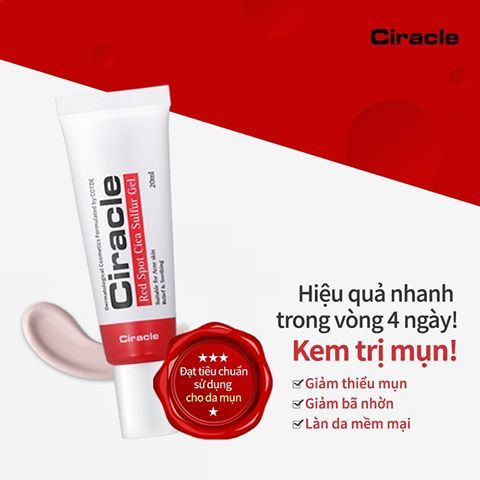 Gel Giáº£m Má»¥n Cáº¥p Tá»c Ciracle Red Spot Cica Sulfur Gel