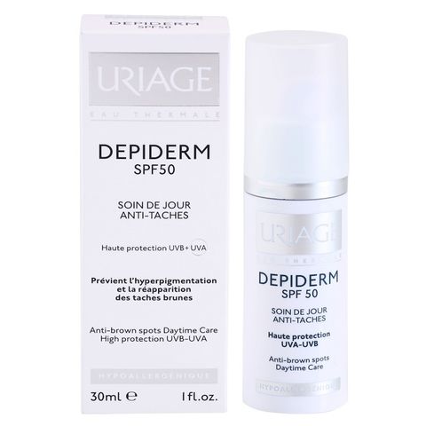  Kem bảo vệ ban ngày, ngăn ngừa đốm nâu và tàn nhang  Uriage Depiderm SPF50 Soin Jour Anti-taches 