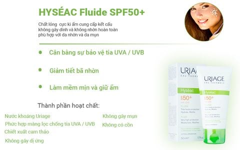  Kem chống nắng dành cho da dầu Uriage Hyséac Plude SPF50+ 