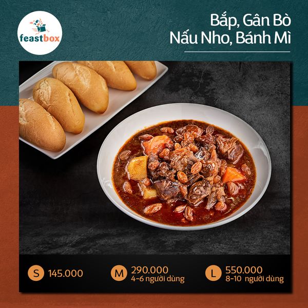  Bắp, Gân Bò Nấu Nho - Bánh Mì 