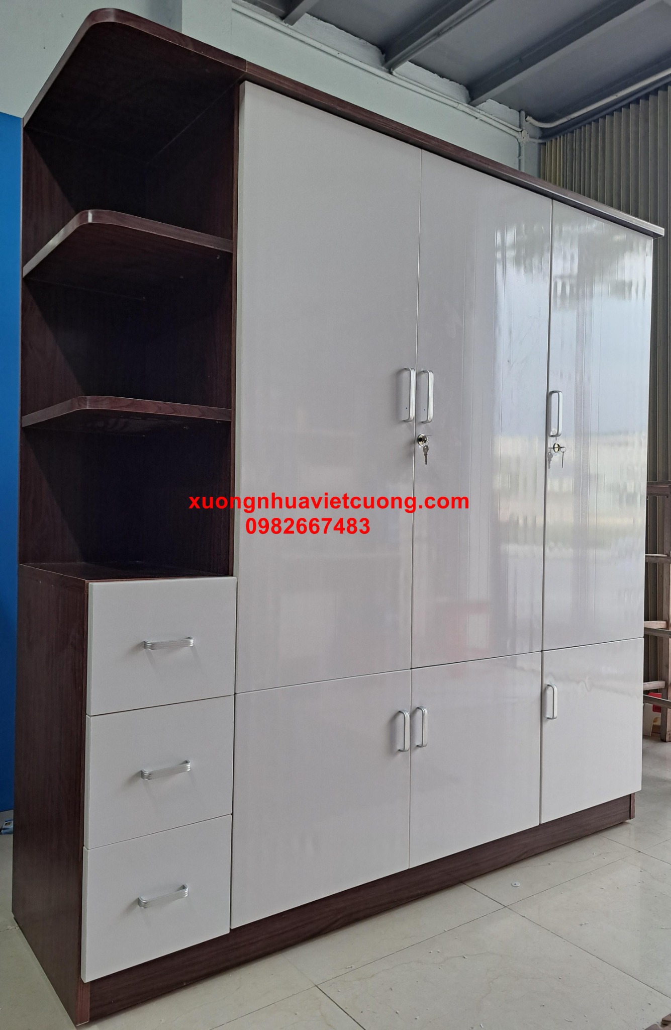 TỦ QUẦN ÁO NHỰA CÓ KỆ TRANG TRÍ ATT38