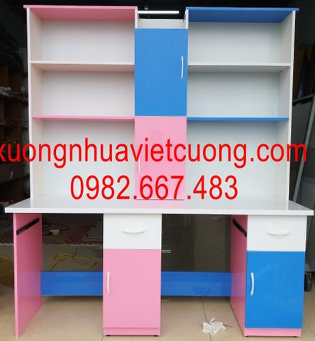  BÀN HỌC ĐÔI 1,6m LIỀN GIÁ SÁCH BHD258 