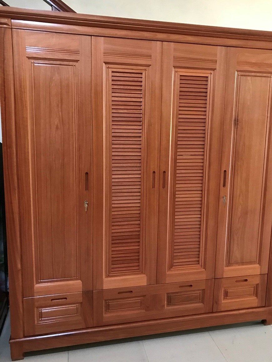 TỦ GỖ XOAN ĐÀO 4 CÁNH TG417