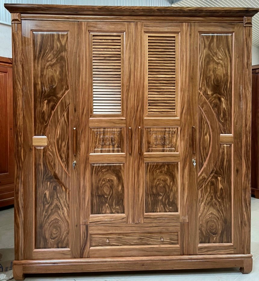 TỦ GỖ HƯƠNG XÁM 4 CÁNH TG406