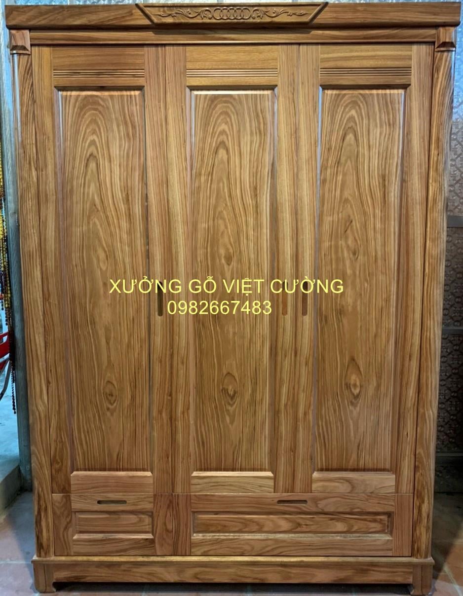 TỦ GỖ 3 CÁNH HƯƠNG XÁM TG303