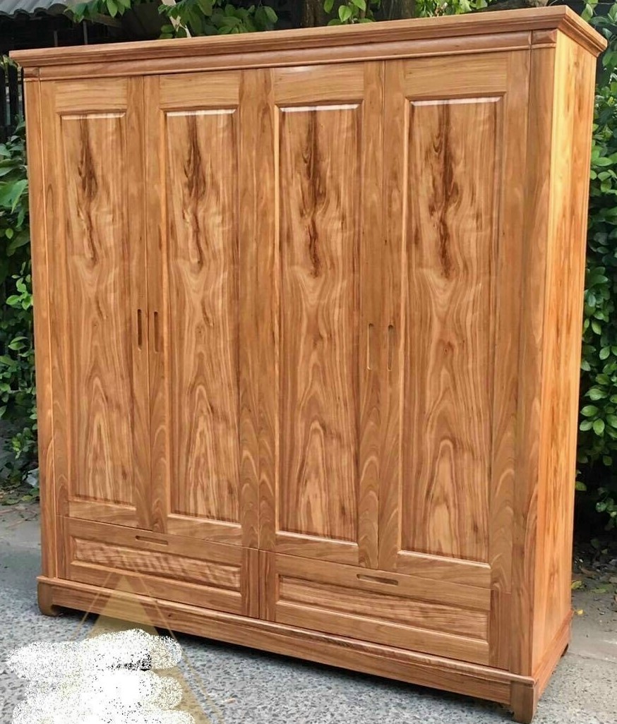 TỦ GỖ HƯƠNG XÁM 4 CÁNH TG407