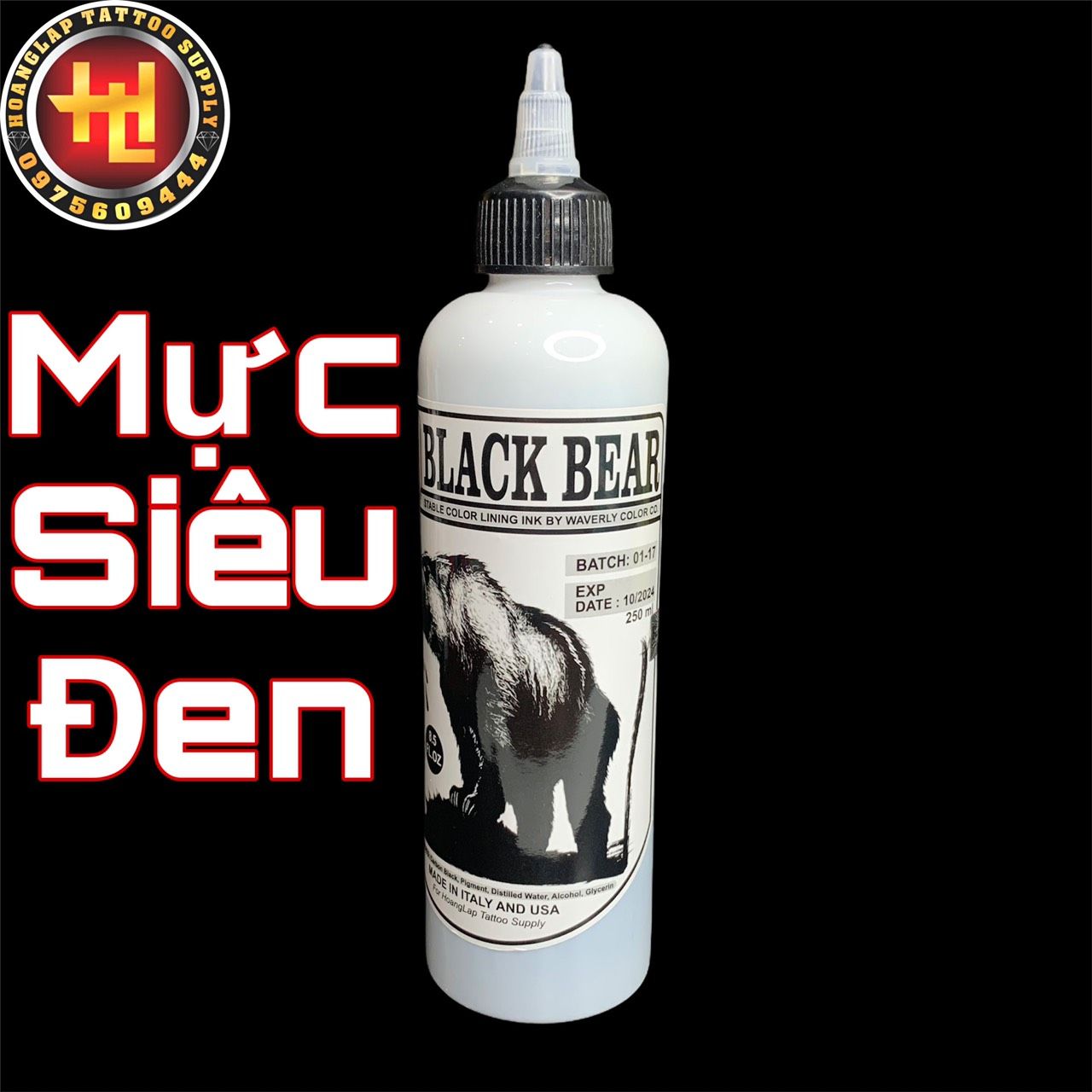 MỰC XĂM HÌNH MÀU SIÊU ĐEN BLACK BEAR ( 103ml )