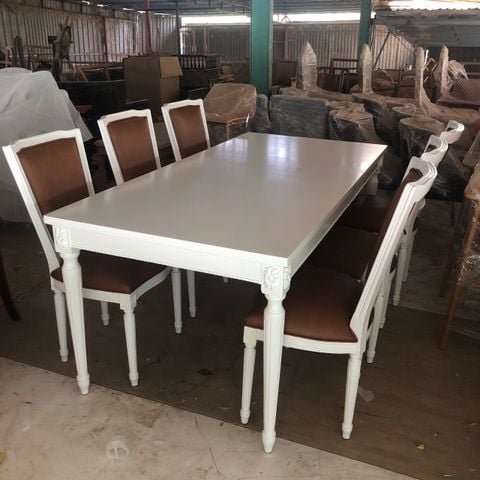 BỘ BÀN ĂN CỔ ĐIỂN LOUIS GỖ ASH 6 GHẾ