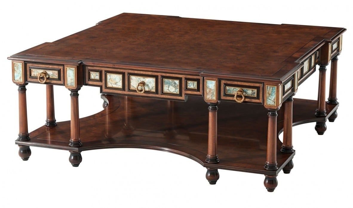 Bàn Trà Cổ Điển gỗ Mahogany ( Gỗ xà cừ) Cẩn Trai