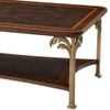 Bàn trà cổ điển 2 tầng gỗ Mahogany họa tiết cây cọ