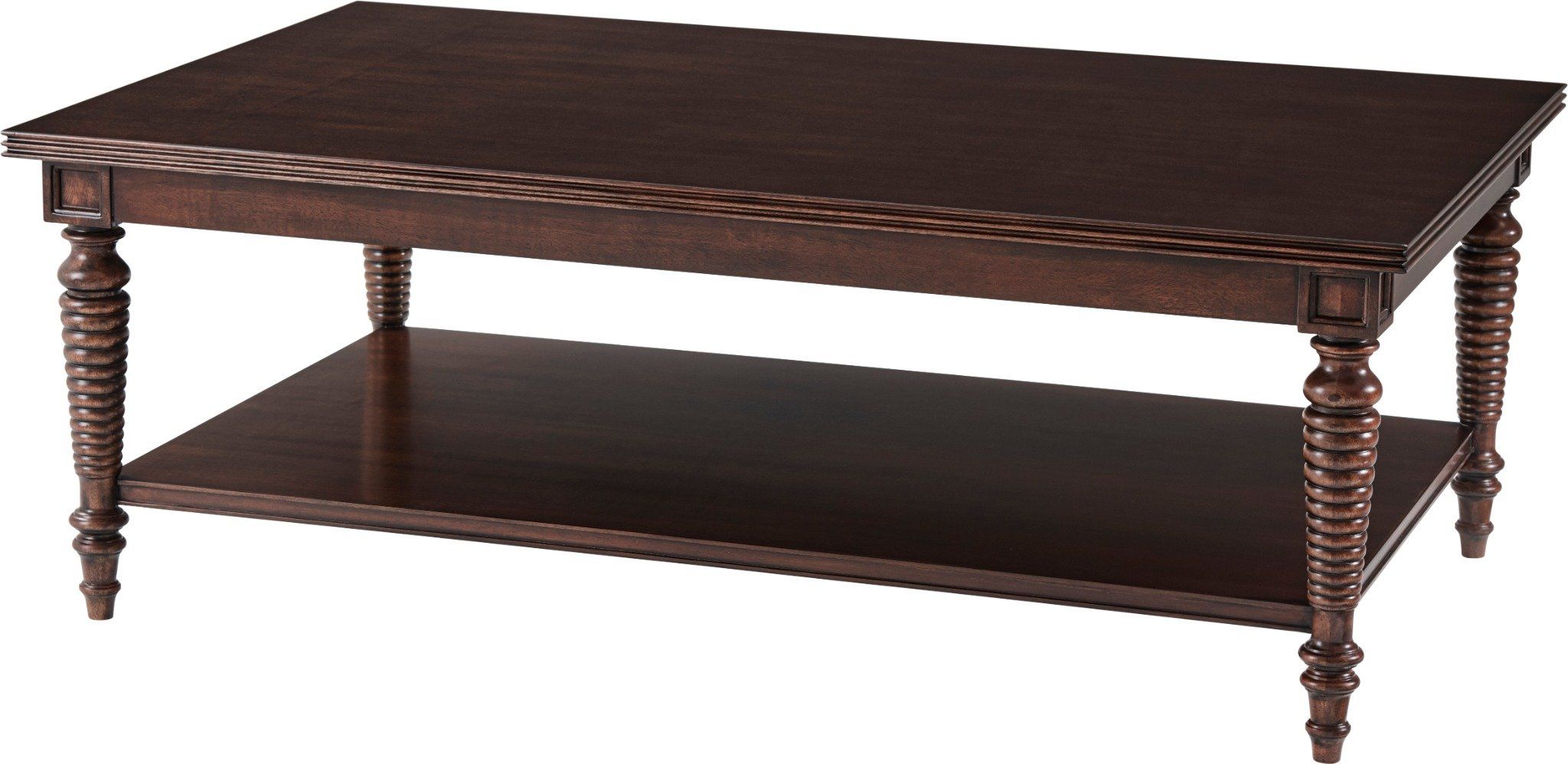 Bàn trà cổ điển chữ nhật phong cách Châu Âu 2 tầng