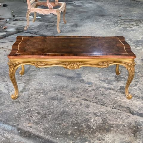 BÀN TRÀ CỔ ĐIỂN ALTHORP LOUIS 15 GỖ MAHOGANY DÁN LÁ VÀNG