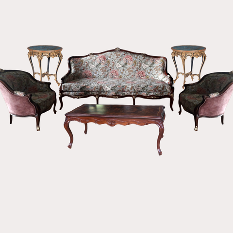 Bộ sofa cổ điển Louis XV bọc vải hoa