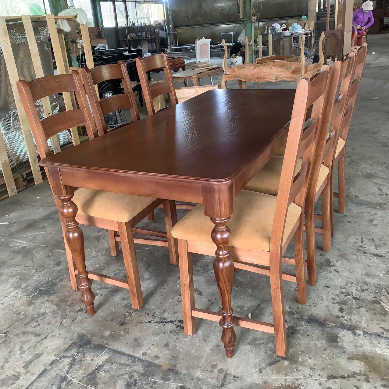 BỘ BÀN ĂN HIỆN ĐẠI GHẾ GỖ SỒI 3 NAN