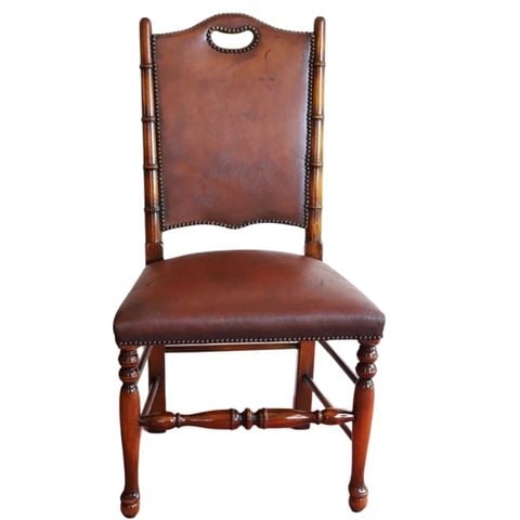 Ghế ăn cổ điển bọc da khung tre (4000-526)