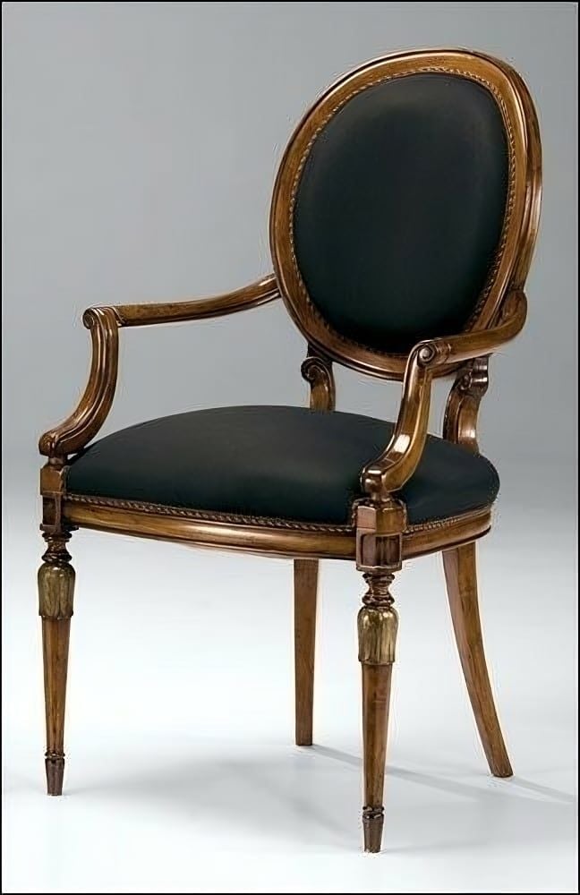 Ghế Louis XVI chân tròn-vuông (có tay vịn)