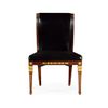 Empire Angel Wing Side Chair, Upholstered Antique Caviar Black Leather