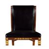 Empire Angel Wing Side Chair, Upholstered Antique Caviar Black Leather