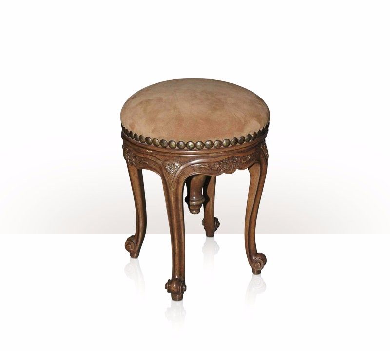 Ghế đôn nâu Classic Round Upholstered Stool 4400-207