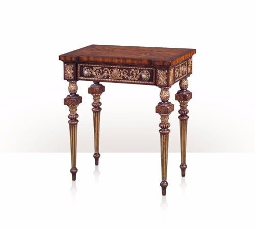 Bàn trà nhỏ cổ điển phong cách Ý họa tiết đồng thau 5300-094 ( Side table)