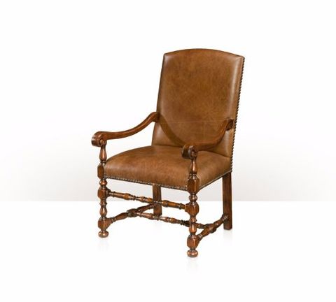Ghế ăn cổ điển có tay French Louis XIII Style Leather Armchair(4100-726)