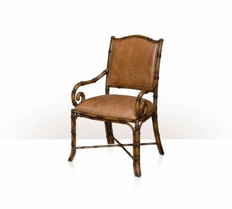 Ghế ăn cổ điển có tay Colonial Faux Bamboo Leather Armchair(4100-758)