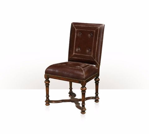 Ghế ăn cổ điển  Vintage Leather Dining Chair with Turned Legs (4000-651)