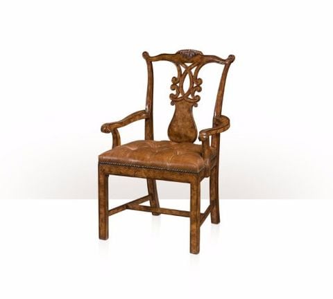 Ghế ăn cổ điển có tay  Chippendale Leather Upholstered Armchair(4105-024)