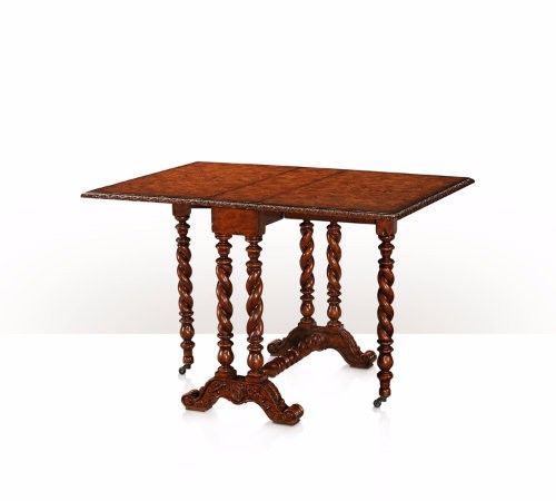 Bàn An ash burl and solid wood drop leaf table 5005-658