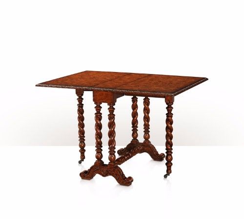 5005-658 Table - Bàn An ash burl and solid wood drop leaf table