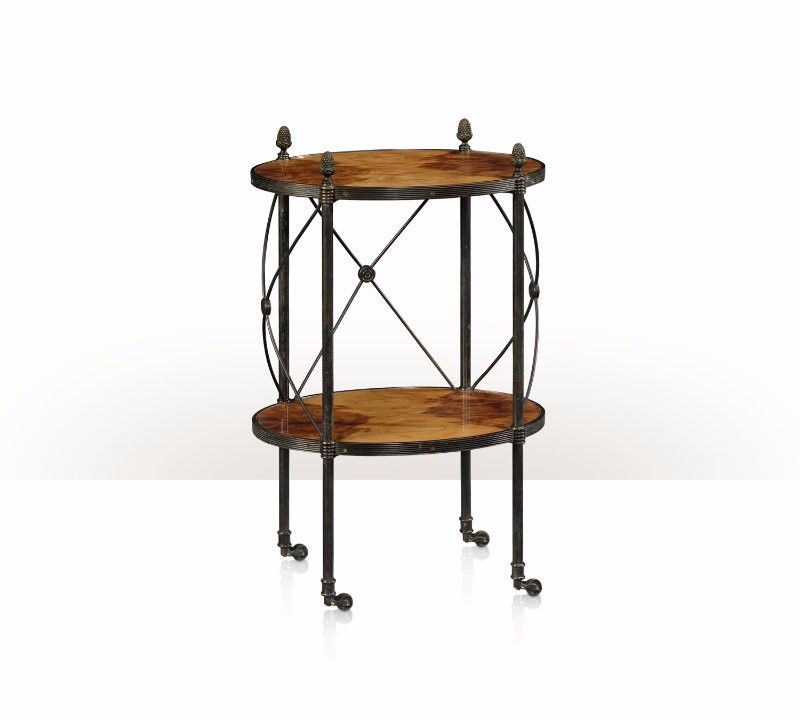 Bàn Rustic Round Rolling Side Table 5021-221