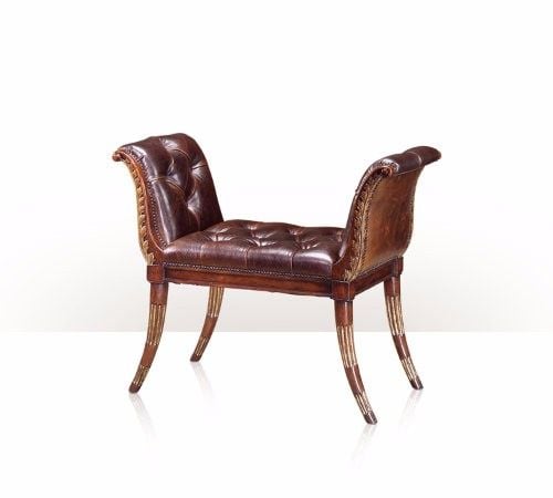 Ghế đôn Vintage Leather Vanity Bench 4500-048