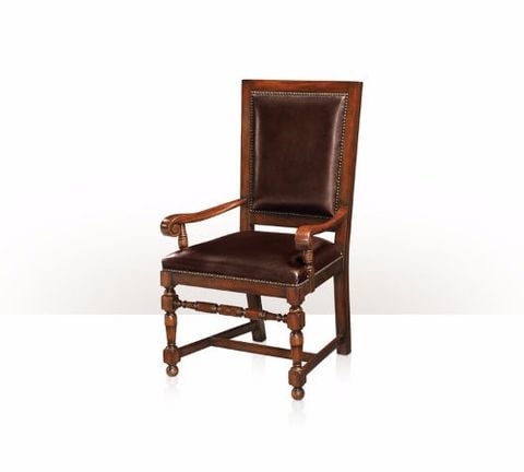 Ghế ăn cổ điển  có tay Louis XIV Leather Armchair(4100-670)