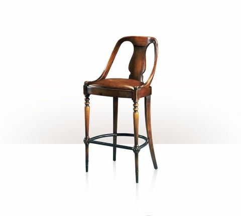 Ghế quầy bar Carved Curved Back Wooden Bar Stool(4200-052 )