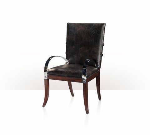 Ghế ăn cổ điển có tay Art Deco Leather Armchair with Chrome Accents(4100-746)