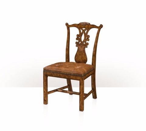Ghế ăn cổ điển Chippendale Style Tufted Leather Side Chair(4005-024)