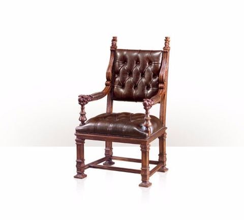 Ghế ăn cổ điển  có tay Baroque Carved Leather Throne Chair(4100-645 )