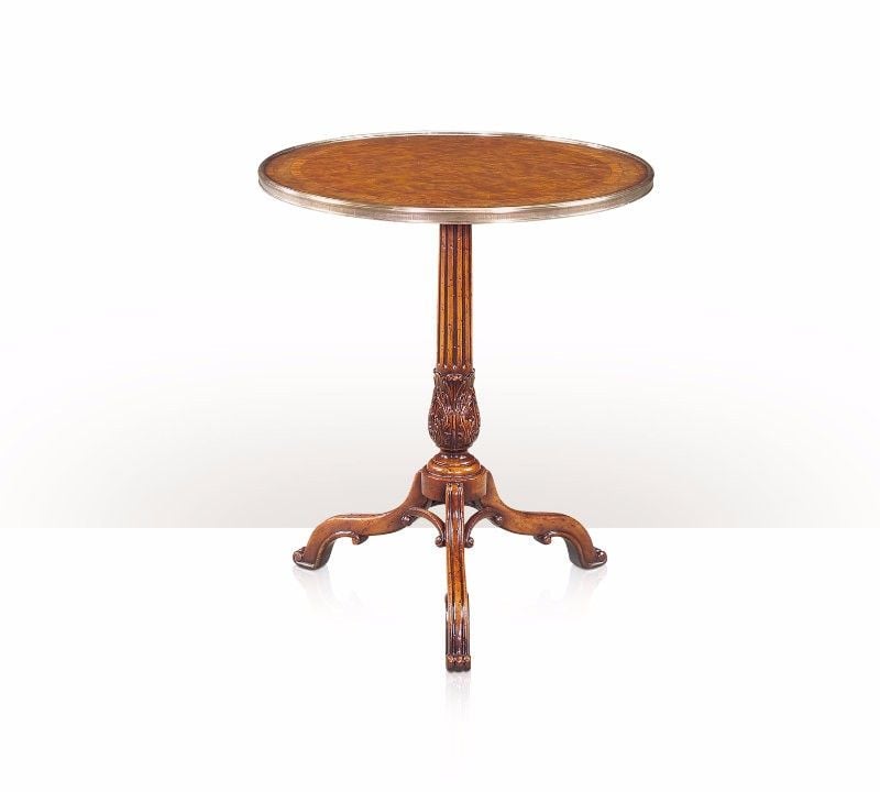 5005-438 Table - Bàn A laurel burl, mahogany and brass inlaid tripod lamp table