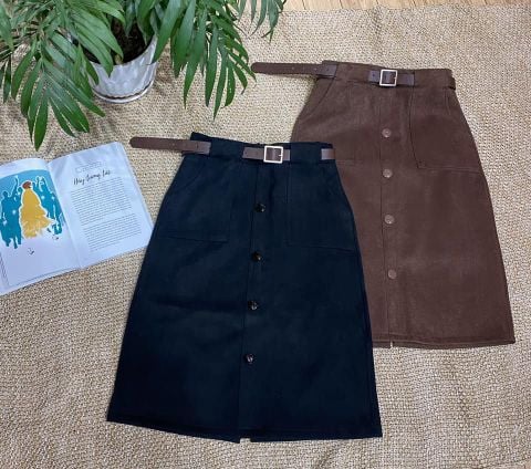  Chân váy dạ chéo, dáng A 