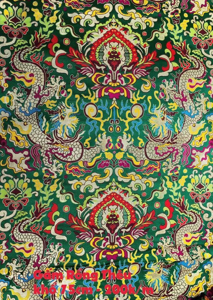 Gấm rồng dày xanh lá - HẾT