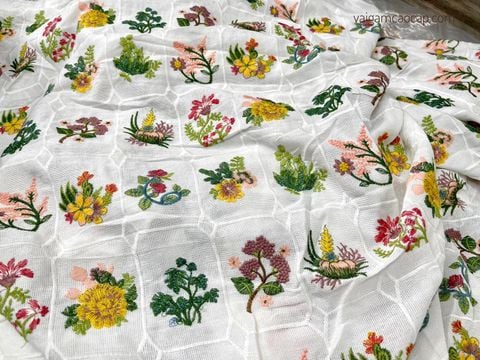  Ren kẻ ô thêu nổi 