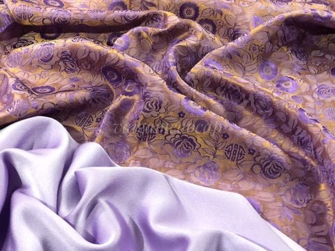  Lụa tơ tằm Việt Nam - Hoa hồng thọ 