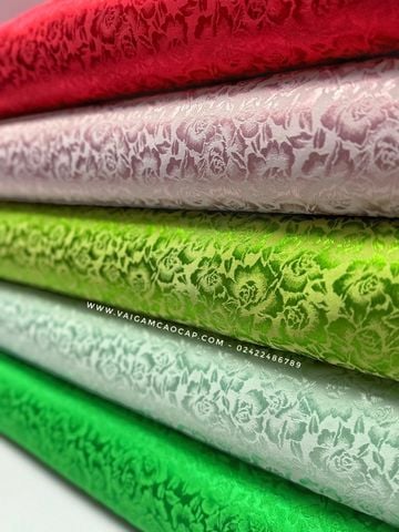  Vải Gấm Lụa Hồng Đào 