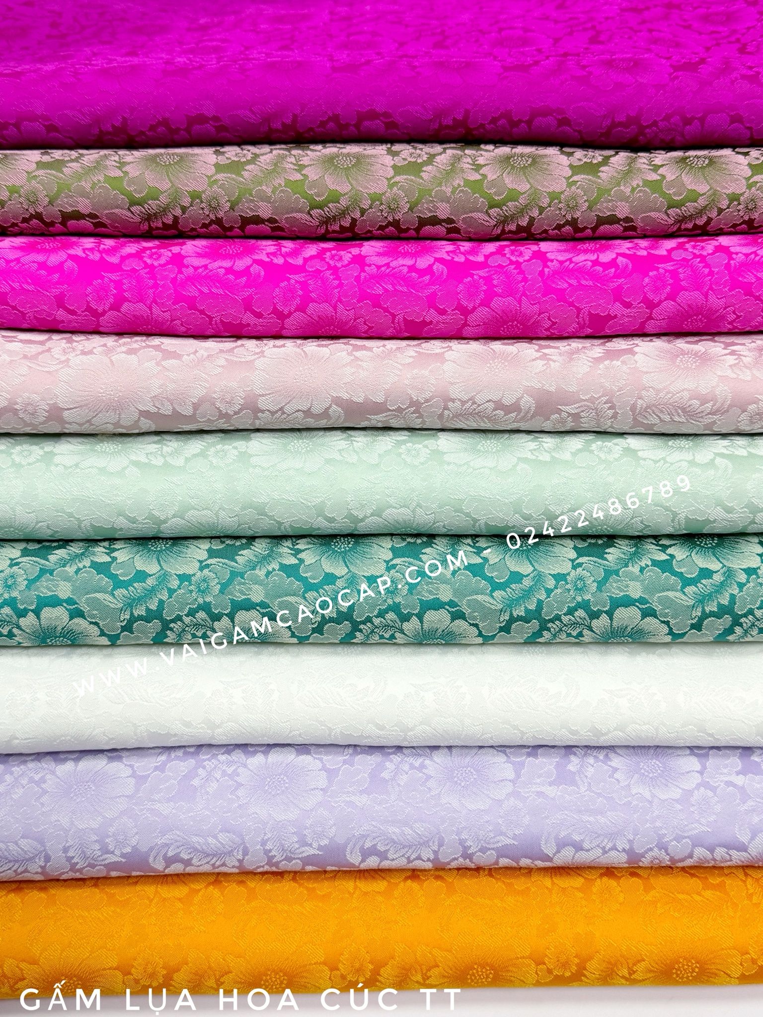 Gấm Lụa Hoạ Tiết Hoa Cúc TT