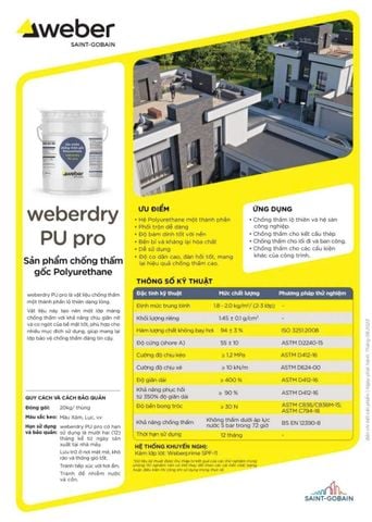 Chống Thấm Gốc Polyurethane Weber Dry  PU Pro 