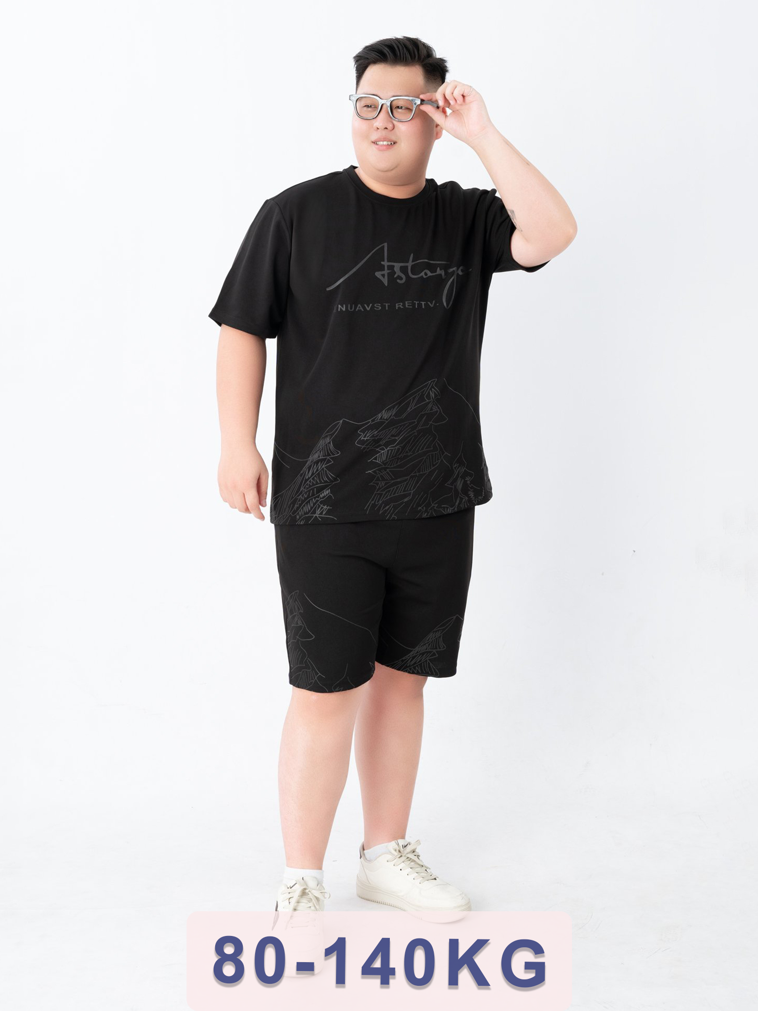 Bộ Đồ Thun Đen In Họa Tiết big size nam