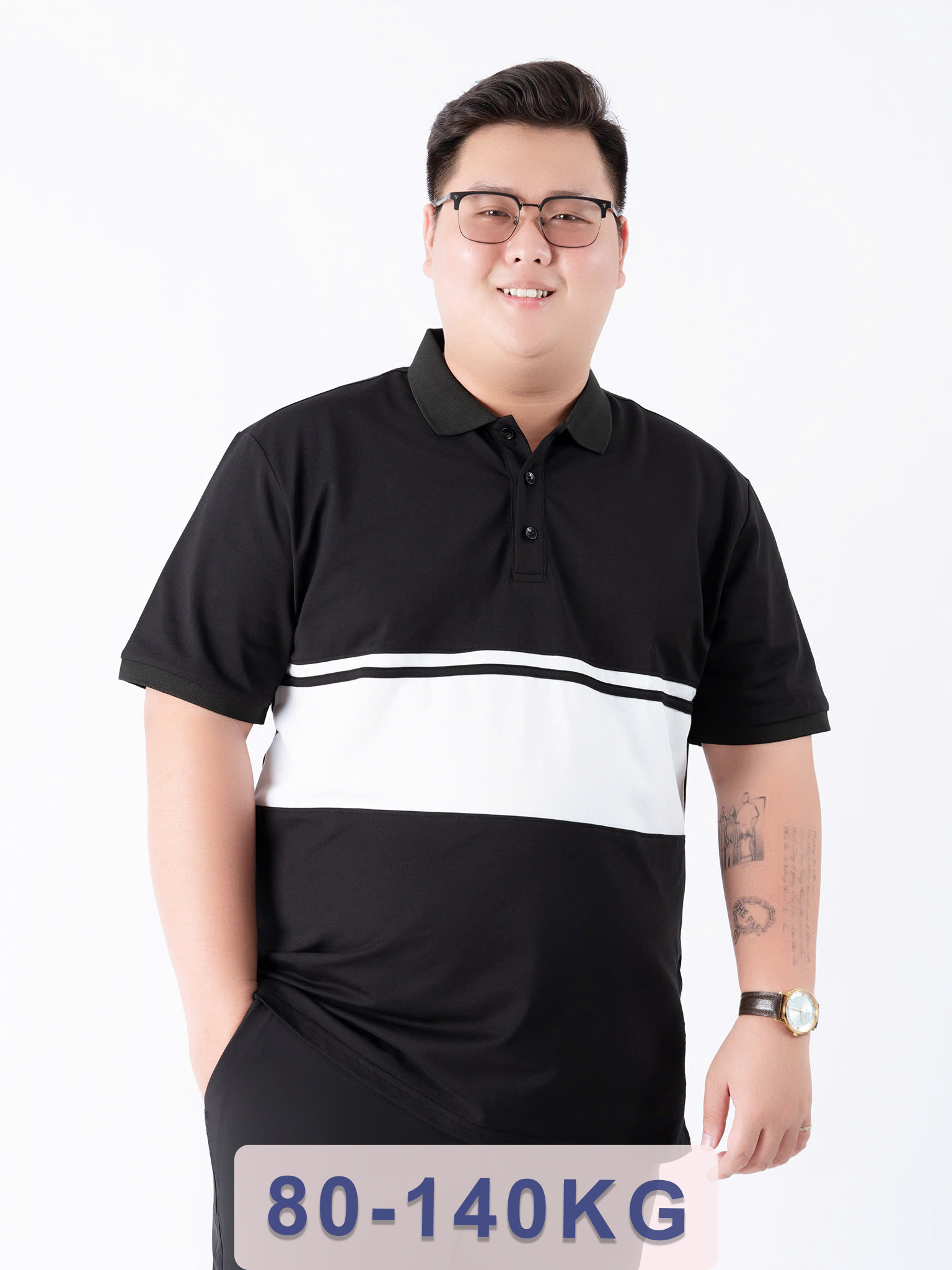 Áo Polo Đen Trắng big size nam