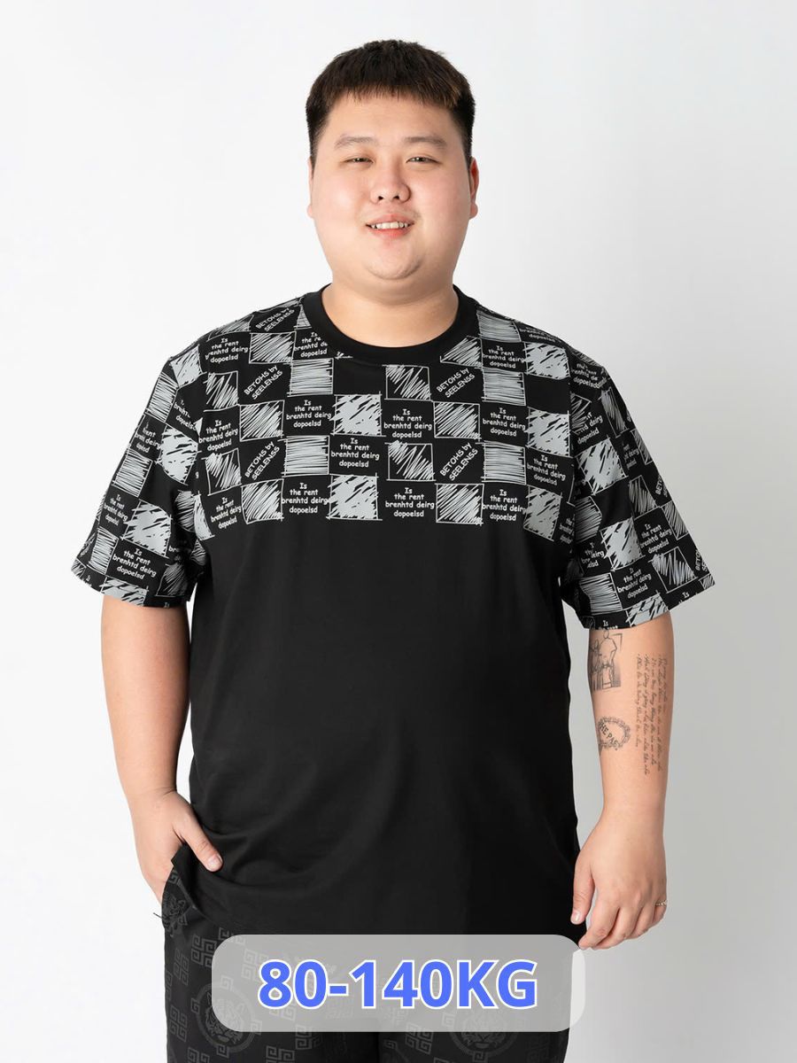 Áo Thun Đen Big Size Nam In Caro